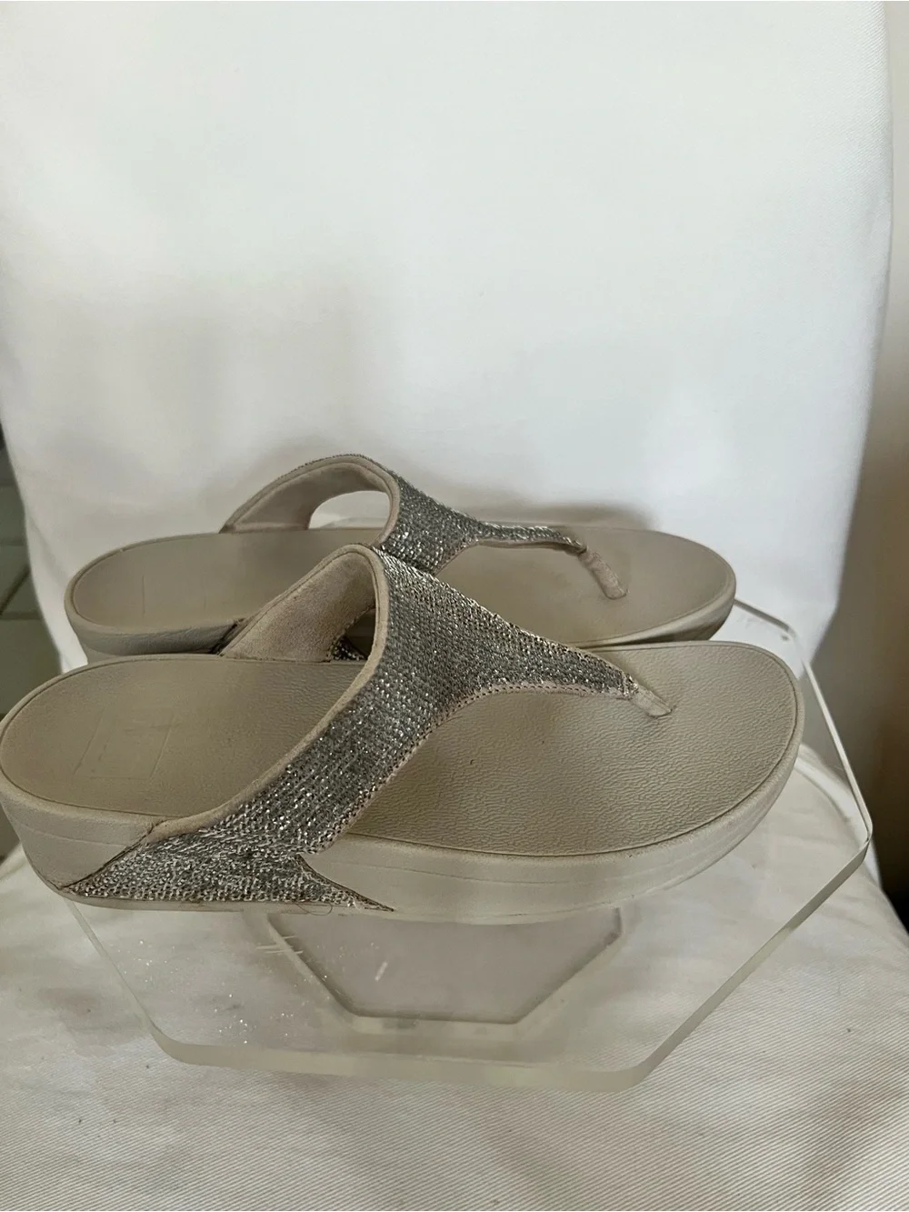 FitFlop Lulu Glittering Crystal-Embellished Sandals Size 8 Pre owned